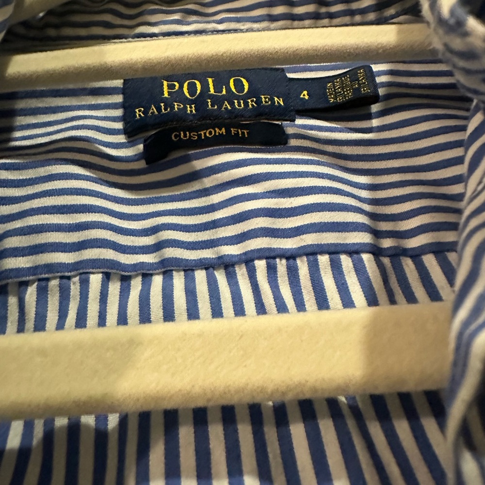 Polo Ralph Lauren Blue and White Striped Long Sleeve Shirt - Picture 2 of 5